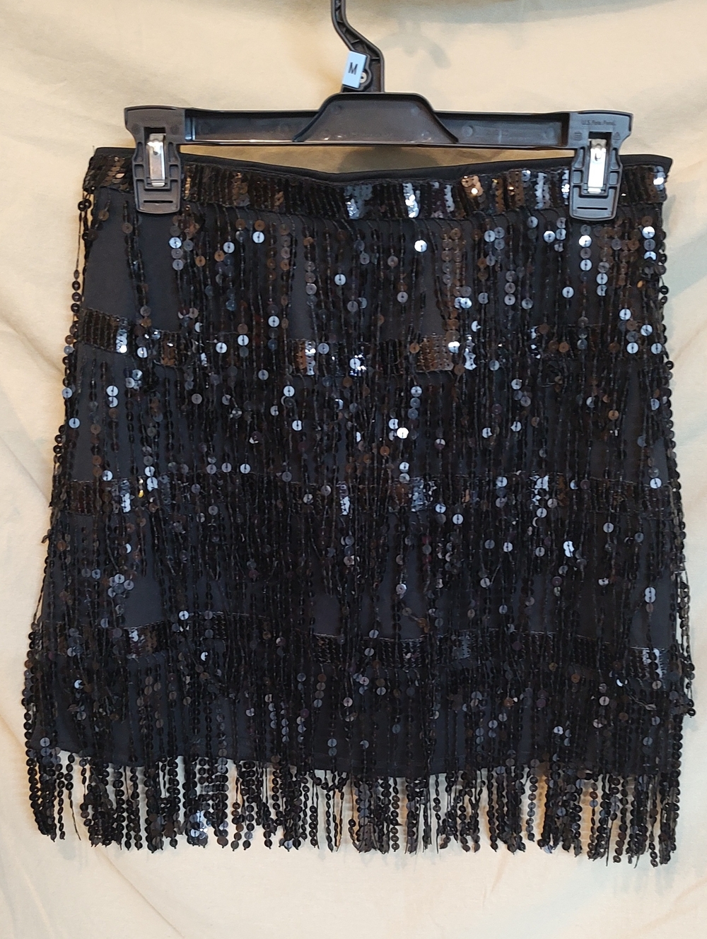 Midnight Sparkle Sequin Fringe Mini Skirt